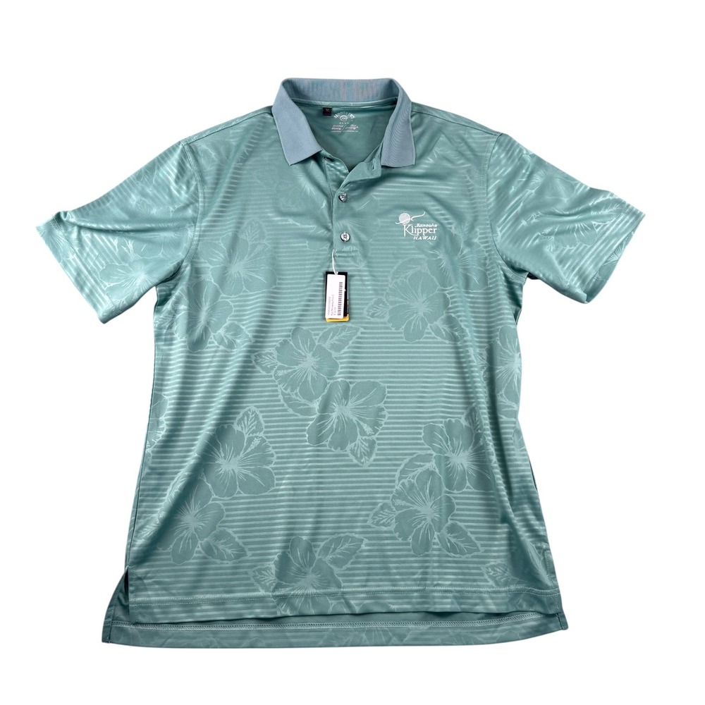 Monterey Club‎ Mens Golf Polo Shirt M Green Hibiscus Kaneohe Klipper Hawaii New